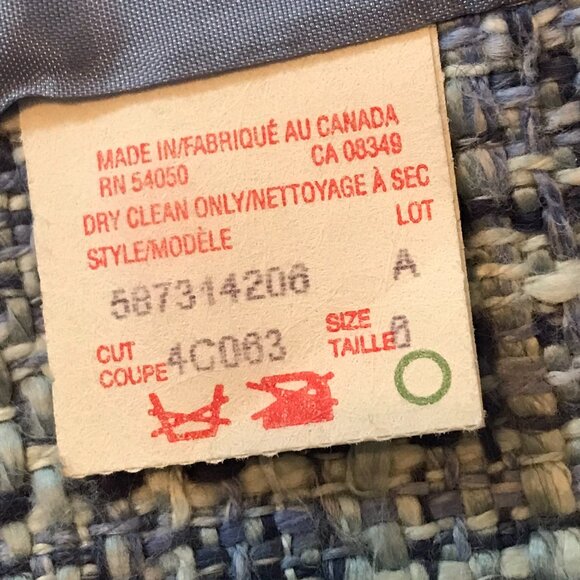 Jones New York Essentials Tweed Blazer Suit Jacket - Blue Size 6 Made in Canada - Picture 11 of 12